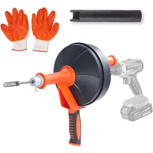 Drain Auger 25Ft, Plumbing Snake with Drill Attachment, Plumbers Snake Drain Clog Remover for Kitchen Bathroom Shower Sink with Protective Hose and Gloves