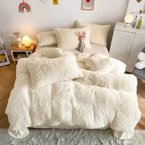 3-Piece Soft Plush Fluffy Bedding Set, Includes 1 Duvet cover& 2 Pillowcases, Perfect for Sofa Cover & Blanket Use