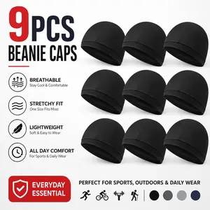 9 Pack Cooling Skull Cap – Camo Liner, Sweat Wicking & Lightweight, Cycling & Running Beanie for Men Women – Helmet Liner for Motorcycle, Bike, Sports