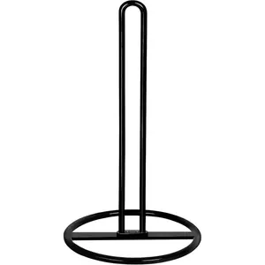 Paper Towel Holder Countertop, Kitchen Paper Towel Stand Holder for Kitchen Organization and Storage, Paper Towel Holders for Standard and Large Size Rolls (Black)