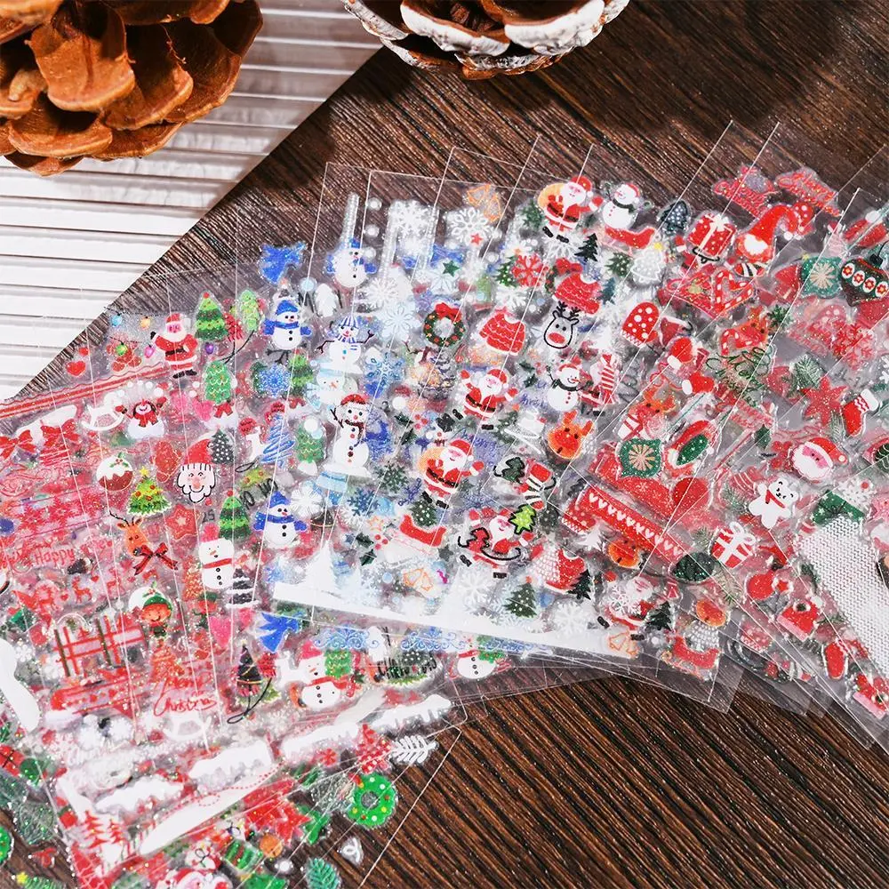 30/24pcs 3D Christmas Nail Art Stickers Cute Elk Snowflake Bear SnowMan Nail Decals Xmas Nail Sticker Winter Holiday Nail Decor