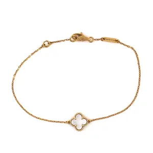 Pre-owned Van Cleef & Arpels Sweet Alhambra Bracelet 18K Yellow Gold and Mother of Pearl by Rebag