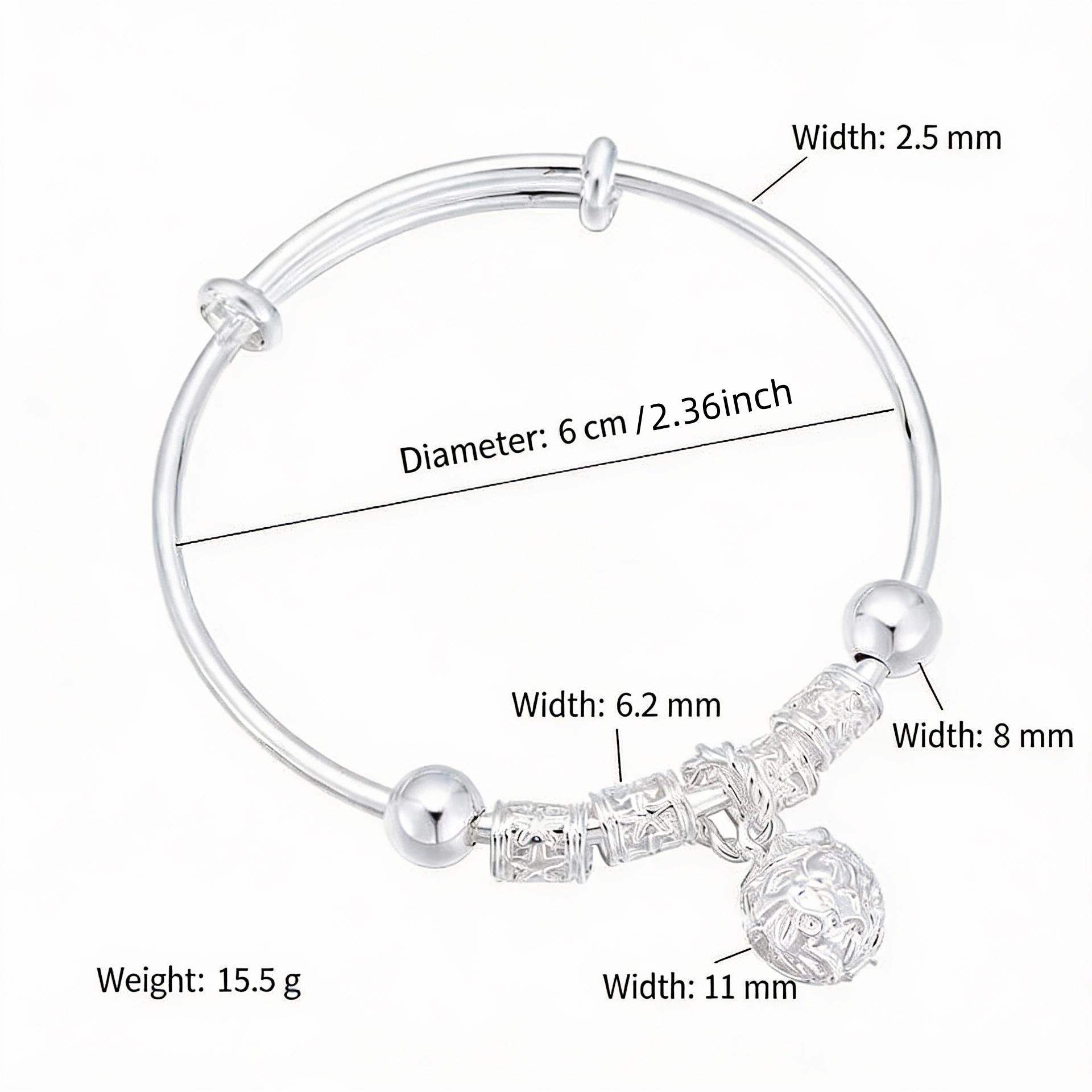 925 Sterling Silver Plated Bracelets For Women Beads Bangle Bracelet Transfer Lucky Cuff Bracelet Adjustable Fashion Women Jewelry Bell Pendant Bracelet Jewelry Gifts