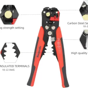 Three-In-One Self-Adjusting Wire Stripper, Automatic Crimping Tool, 10-24awg Cable Cutter, Multi-Functional Stripping Knife