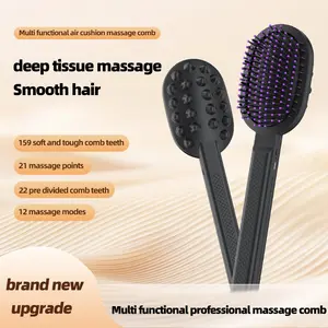 1pc Multifunctional Pneumatic Cushion Hair Massage Comb,with 12,000 times/minute high frequency vibration + 12 automatic massage mod Fit for men, women and seniors