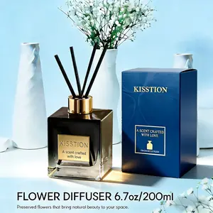 KISSTION Reed Diffuser for Scented Candles — Luxurious Home Fragrance, Long-Lasting Diffusion, Plant Essential Oil Aromatherapy, Gift Set, Pet-Safe, 6.76 oz (200 ml), suitable for bedroom, bathroom, office, and living room. Comfortable home fragrance