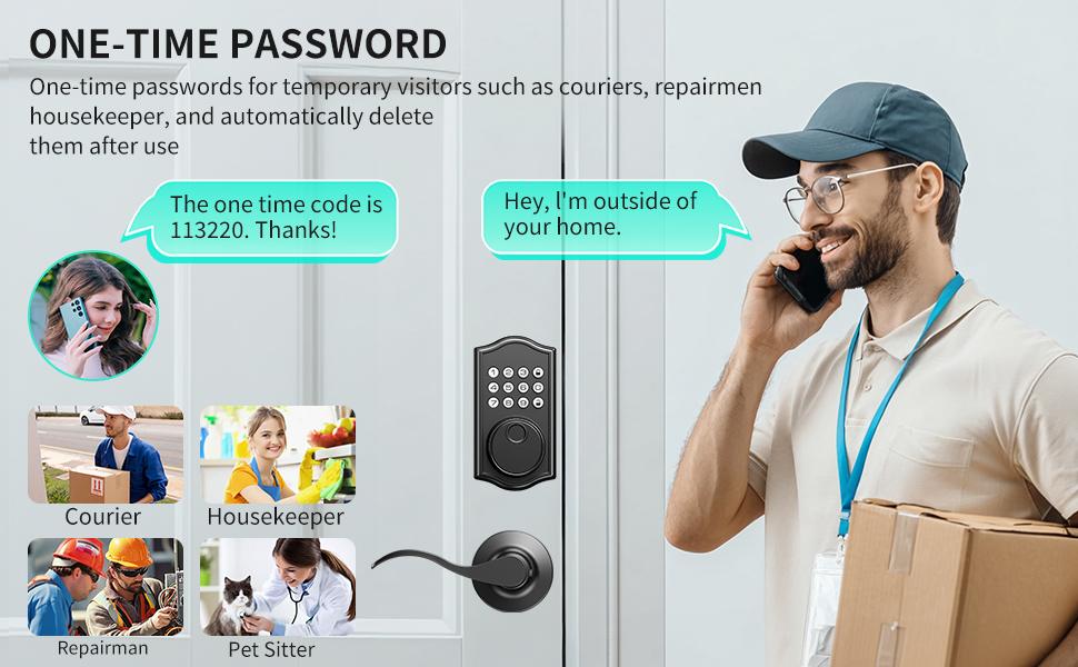 Keyless Entry Door Lock Deadbolt with Handle Set,Fingerprint Smart Locks for Front Door,Backlit Digital Keypad Deadbolt with 2 Keys - Auto Locking - Easy Installation-Left/Right Doors (Matte Black)