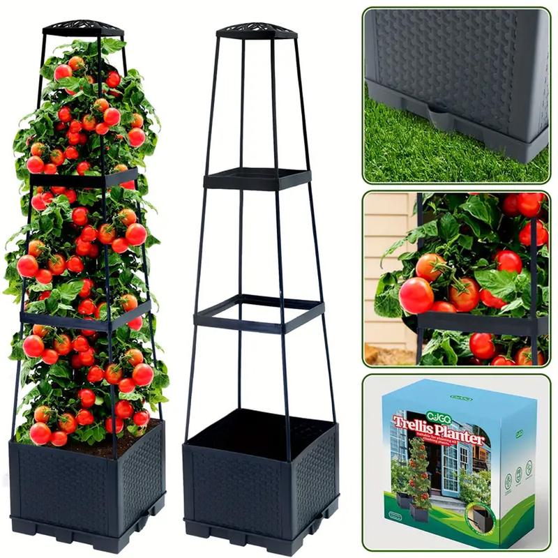 2pack 3 Tiered Tomato Planter with Trellis- 45"Raised Garden Bed Planter Box, Tomato Cage& Planter for Small Climbing Vegetables, ldealfor Patio, Indoor & Outdoor Gardening