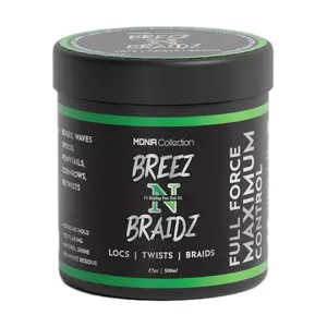 BREEZ N BRAIDZ Black Jar 500ml Braiding Gel - Full Force Maximum Control for Locs Twists Braids