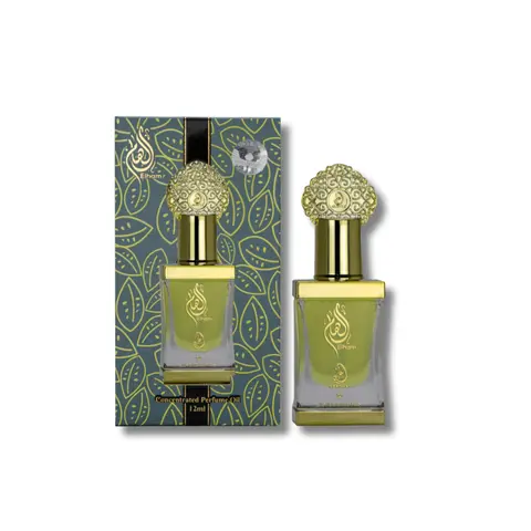 Unisex Arabiyat Elham Concentrated Arab Perfume Oil - 0.40 fl oz (12 mL) Long-Lasting Amber Woody Fragrance, Aromatic Floral Notes, Bergamot, Rose, Sandalwood Undertones, Vanilla Drydown, Vetiver Base, Fresh, Cedar, Fruity Accents