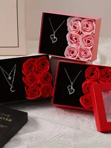 1set 6-Rose Bouquet Fantasy Gift Set with Butterfly Theme - "Love Forever" Elegant Paper Jewelry Box, Valentine's Day Gift Box,Soap Flower Ornament Box,Necklace Jewelry Box, And Party Gift Box, Wedding Bridal Shower Bachelorette Party Gift Box