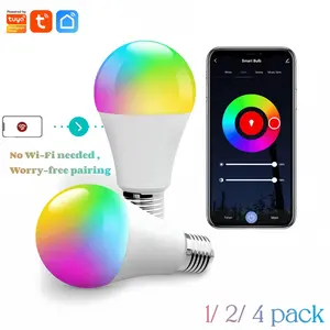 Tuya 15W Smart BLE Light Bulbs, A19 E27/26 Color Changing Adjustable Brightness Led Bulb, App & Voice Control, Smart Home Lighting, Wireless Light Bulb, Smart Led Lights