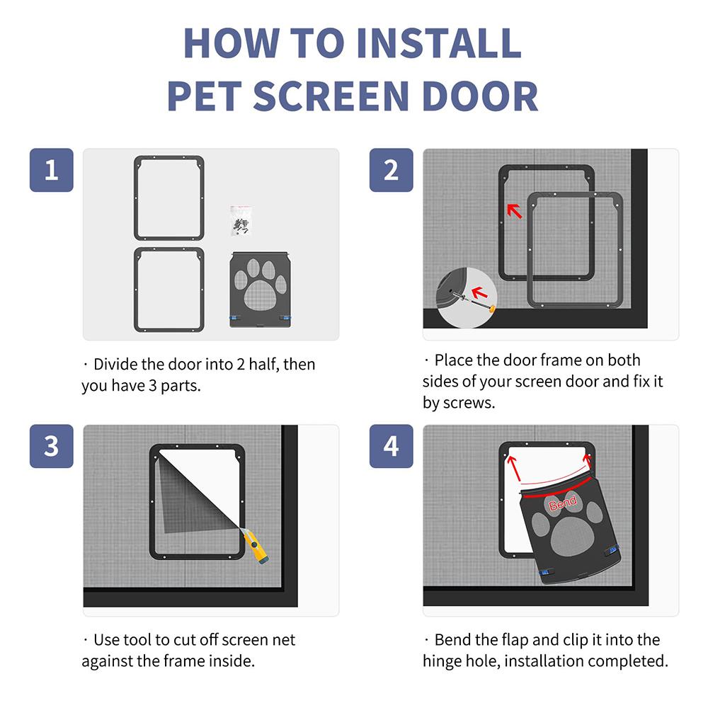 Dog Door for Screen Door,  Cat Door for Window Screen,Flap Opening 8 x 10 inches, ,Lockable Magnetic Flap Screen
