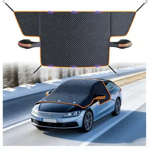 Windshield Frost Protector Cover Magnetic Fit, Windshield Covers for Snow and Ice, 4 Straps and 6 Magnets for Car SUV CRV Trucks (Large)