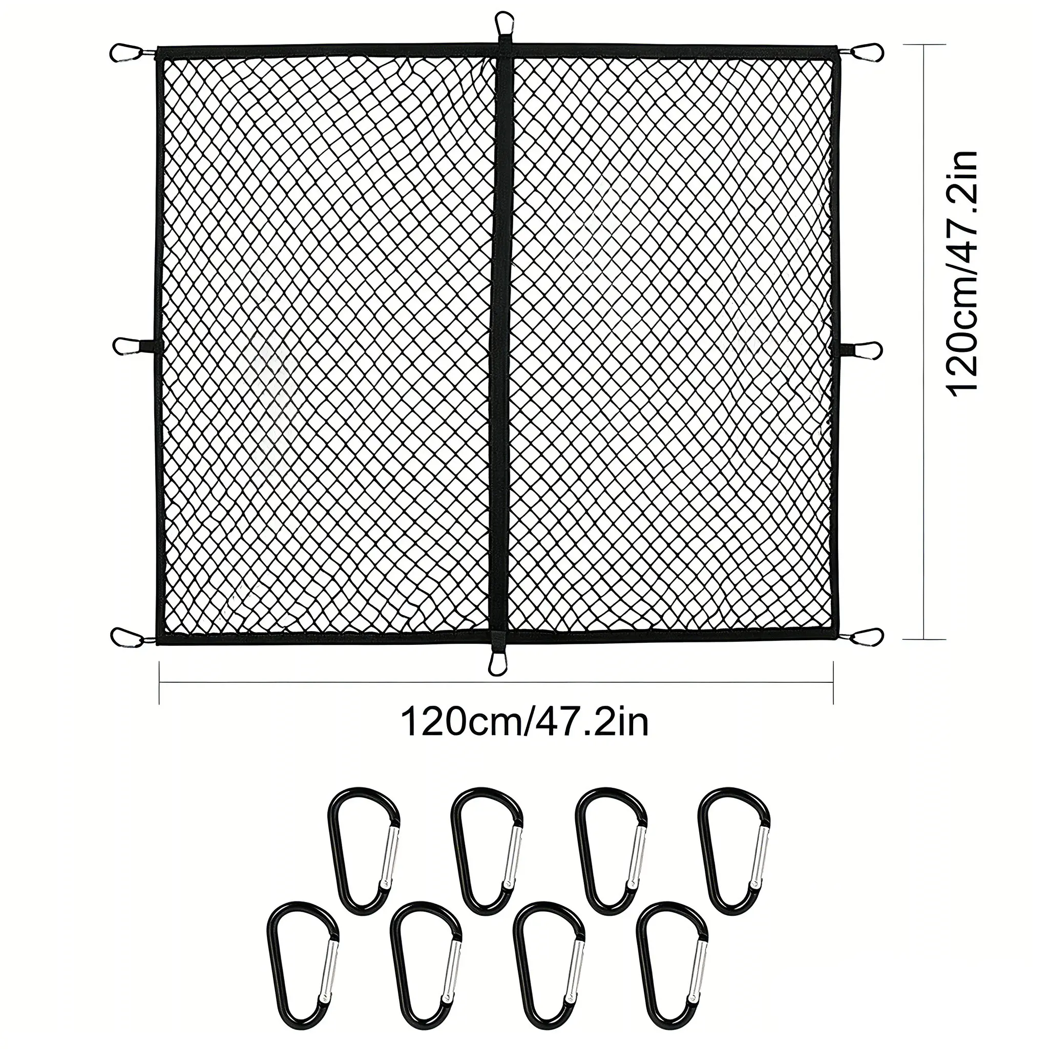 1 x 47.2"x47.2" Elastic Cargo Net for Pickup Truck Bed, Highly Elastic Stretchable Mesh Organizer, Automotive Fastener for SUV, Boat, Travel & Moving Supplies