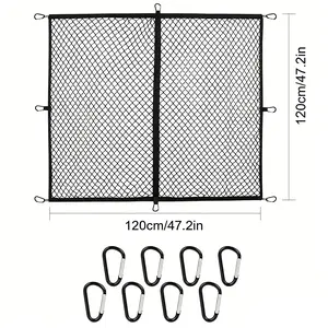 1 x 47.2"x47.2" Elastic Cargo Net for Pickup Truck Bed, Highly Elastic Stretchable Mesh Organizer, Automotive Fastener for SUV, Boat, Travel & Moving Supplies