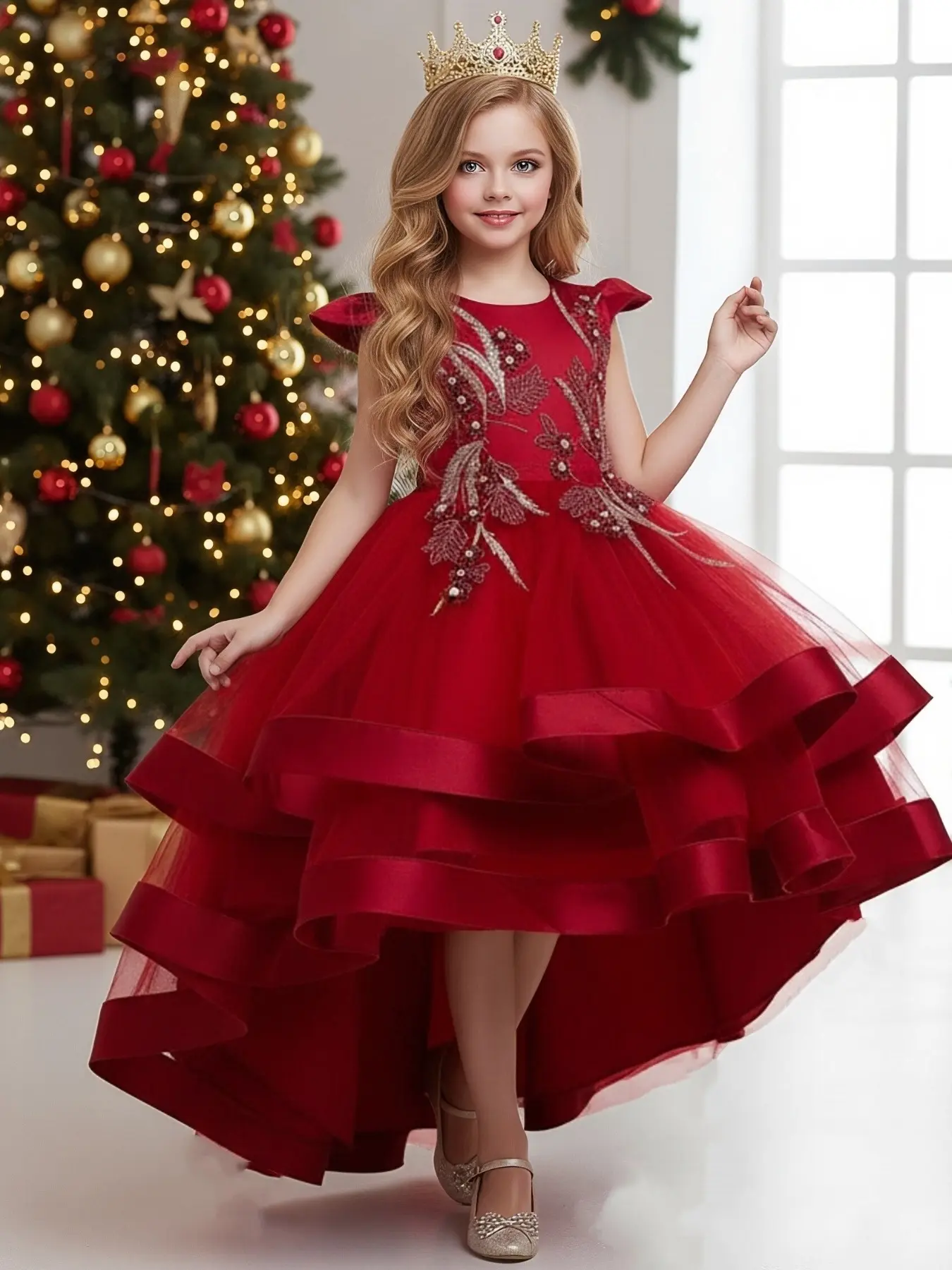 formal dress australia Girls Christmas Dress Formal Sleeveless Girls Party Dresses Back Hallo –  Mega Mart Center main image 1