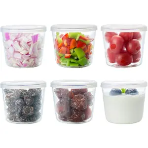 Small Glass Bowls with Removable , Set of 6, Portion Dessert Bowl for Pudding and Jelly, 6.8 oz Clear Containers for Meal Prep, Baking, and  Storage (6)