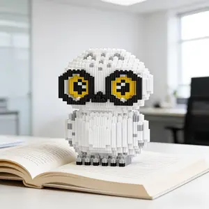 Owl Building Block Set for Game Parties and Office Decor, DIY 3D Puzzle for Adults, Challenging Assembly Gift for Easter, Halloween, and Christmas, Assembly Building Blocks, Building Block Model