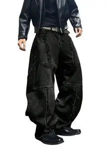 Live unbridled Streetwear Fashionable Menswear Solid Color Casual  Long Denim Pants for Daily Wear Loose Fit Ripped Stacked Jeans