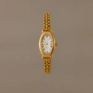 Grid Chain Timepiece by Caitlyn Minimalist - Slim Oval Roman Numeral Watch in 18K Gold - Vintage Inspired Women's Watch - Gift for Her