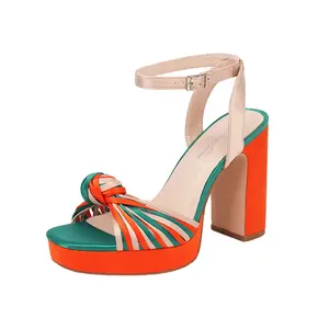 Strappy Platform Heels for Women Square Open Toe Chunky High Heels Multicolored Ankle Strap Block Heeled Sandals for Prom Wedding Date Night