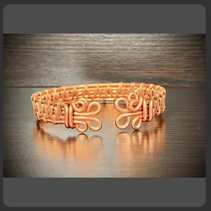 Copper Wire Weave Cuff Bracelet Statement Piece Arthritis Friendly Handcrafted Design