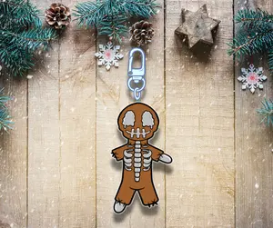 GingerDead Bones | Clear Acrylic Double Sided Keychain | White Hook Clip Charm | Gingerdead Men | Gingerbread Cookies | Holiday | Christmas