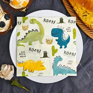 20/50pcs 2ply 33x33cm Cartoon Dinosaur Print Party Napkins, Disposable Paper Towels,Ideal for Theme Parties, Company Team Building and Friend Gatherings