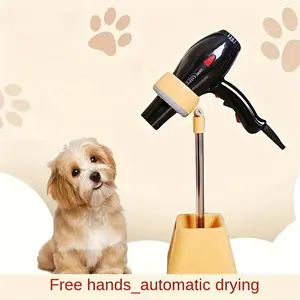 Heavy-Duty Rotatable Pet Grooming Dryer Stand - Hands-Free Hair Dryer Holder with Stable Base, Durable Plastic Dog & Cat Dryer Storage Rack, No Battery Needed (Paper Box Packaging)