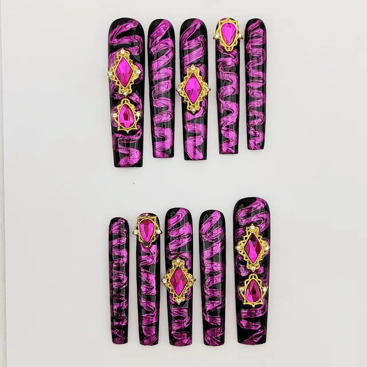 i Nail CLEOPATRA 10PCS Handmade Press On Nails Reusable 3D Gel Summer 2025/Prom
