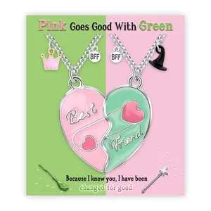 Best Friend Necklaces for Women, Bffs Necklace for 2 as Girls charistmas Gifts Friendship Matching Necklace with Magnetic Heart, Silver Stainless Steels Necklace as Bestie Sister Witch Merch