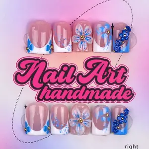 Y2K Style Duckbill Nails, Handmade Wearable Nails, 4 Sizes XS-S-M-L, Perfect for Parties, Dates, Includes Jelly Glue, Dead Skin Pusher, File