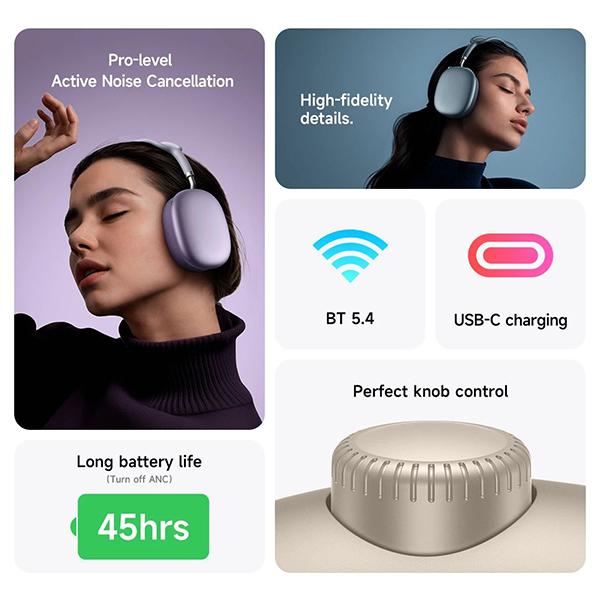 For Original Airpods max magnetic earcups Wireless Bluetooth Noise Cancelling Music Headphones Over Ear Couples Gift For Walking And Cycling Sports Compatible With Samsung Huawei Apple Devices