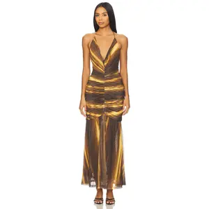 Bardot Aries Mesh Maxi Dress in Brown Ombre