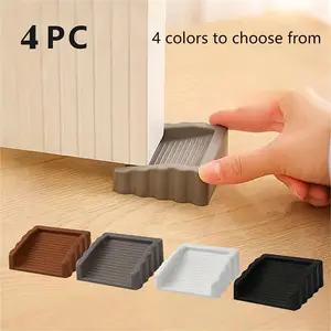 4 Pack Creative Windproof Door Stopper TPR Rubber Wedges Anti-Collision Safety Blocker 4 Colors 6.2cm x 6.2cm x 2.5cm Secure Anti-Slip Base for Wooden Tile Carpet Concrete Floors