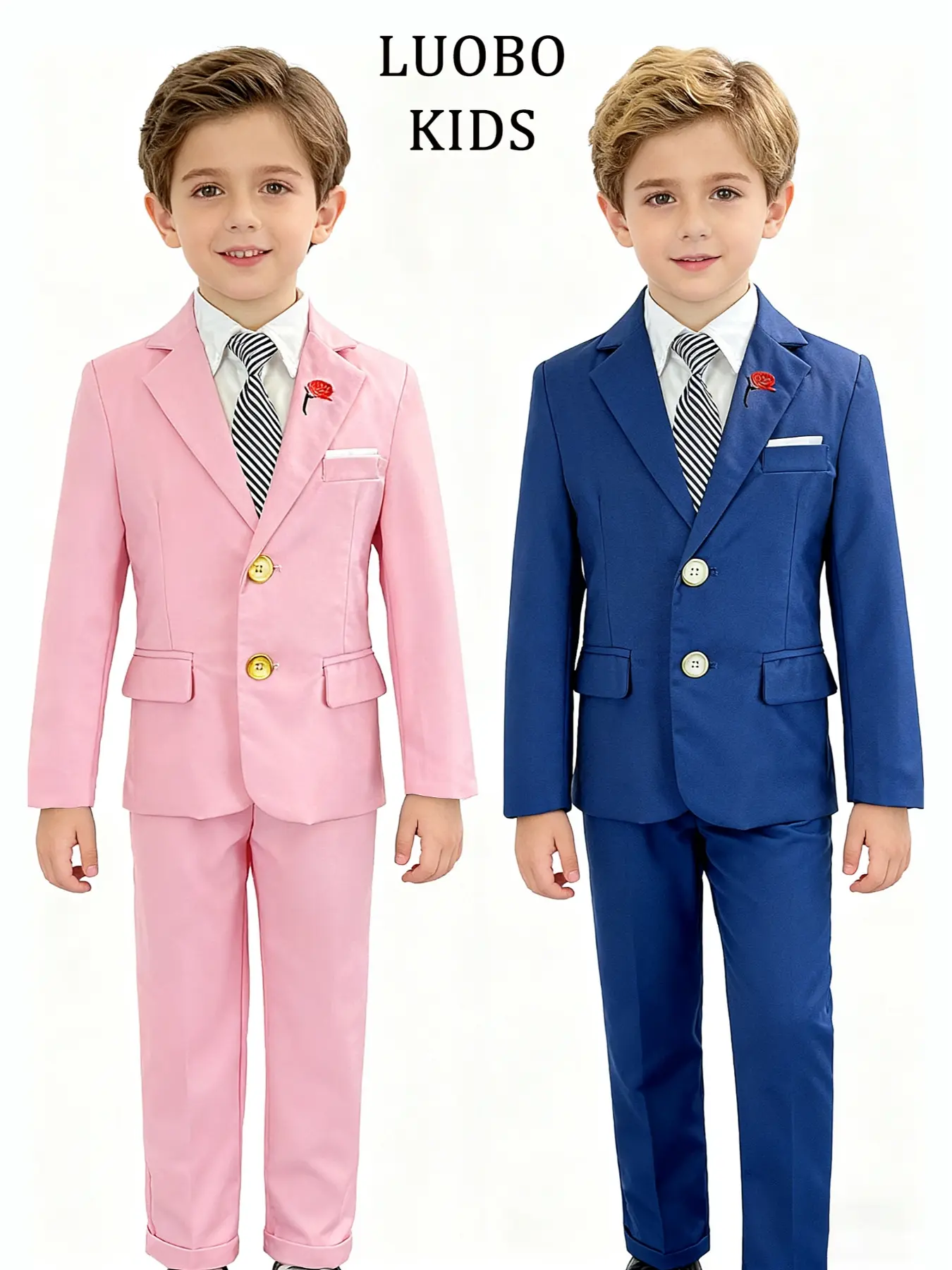 【LUOBO KIDS】 Elegant Formal gentleman suit set for boys, jacket, pants, and bow tie, perfect for weddings, parties, holidays, fashionable Korean style design (excluding shirts) Classic Sets