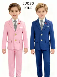 【LUOBO KIDS】 Elegant gentleman suit set for boys, jacket, pants, and bow tie, perfect for weddings, parties, holidays, fashionable Korean style design (excluding shirts)