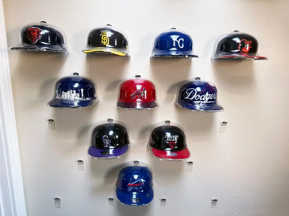 Ten Pack Cap Displays: Floating Cap Display - 100% Dust-Free Protection & Archival Gallery Display - Includes Transparent Mounting Hook & 3M Tape for Easy Installation