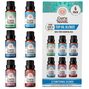 GuruNanda Calm Aura Aromatherapy Diffuser with 6 Pack Essential Oil Blends Set