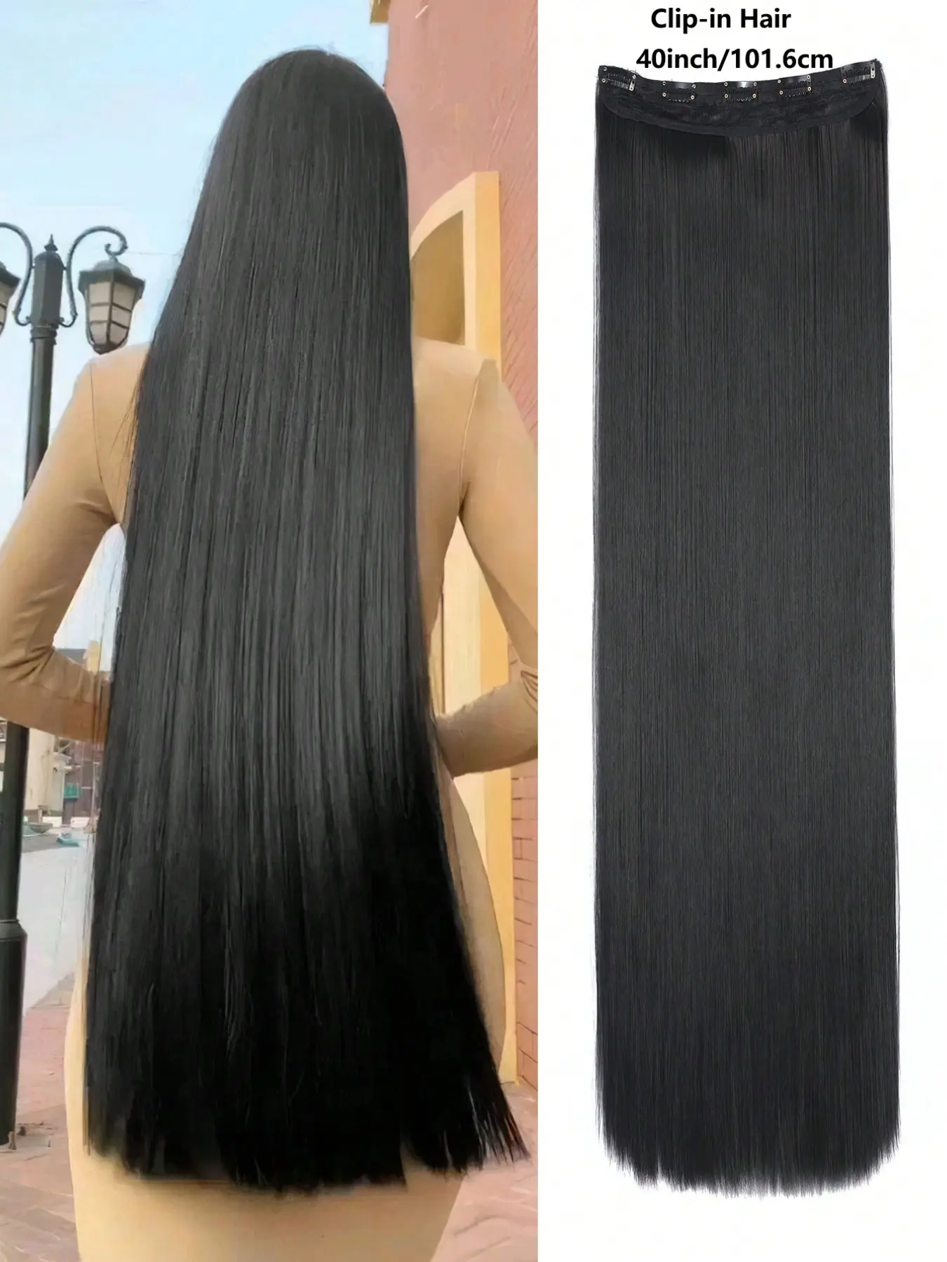 40-Inch /24-inch 5-Clip Long Straight Hair Extensions, Fashionable Clip-In Hairpieces Synthetic Fiber Hair Clip-in Hair for Men and Women, Perfect for Daily,Party ,Cosplay,Holidays ,Music Festival ,Christmas And Halloween