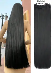40-Inch /24-inch 5-Clip Long Straight Hair Extensions, Fashionable Clip-In Hairpieces Synthetic Clip-in Hair for Men and Women, Perfect for Daily,Party ,Cosplay,Holidays ,Music Festival ,Christmas And Halloween