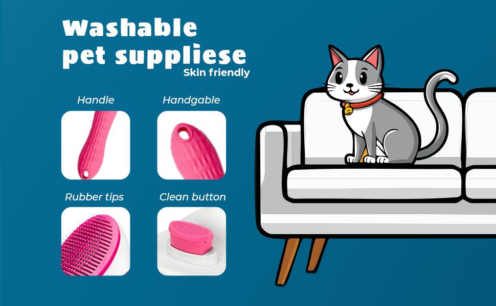 Self Cleaning Slicker Brush, Dog Cat Bunny Pet Grooming Shedding Brush - Easy to Remove Loose Undercoat, Pet Massaging Tool Suitable for Pets with Long or Short Hair Pink