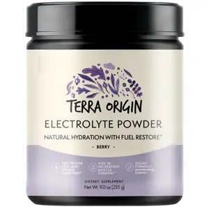 Terra Origin Electrolyte Powder Berry | Enriched with Vitamins C, D, B6, and B12 | for Rapid Rehydration, Energy, and Stamina