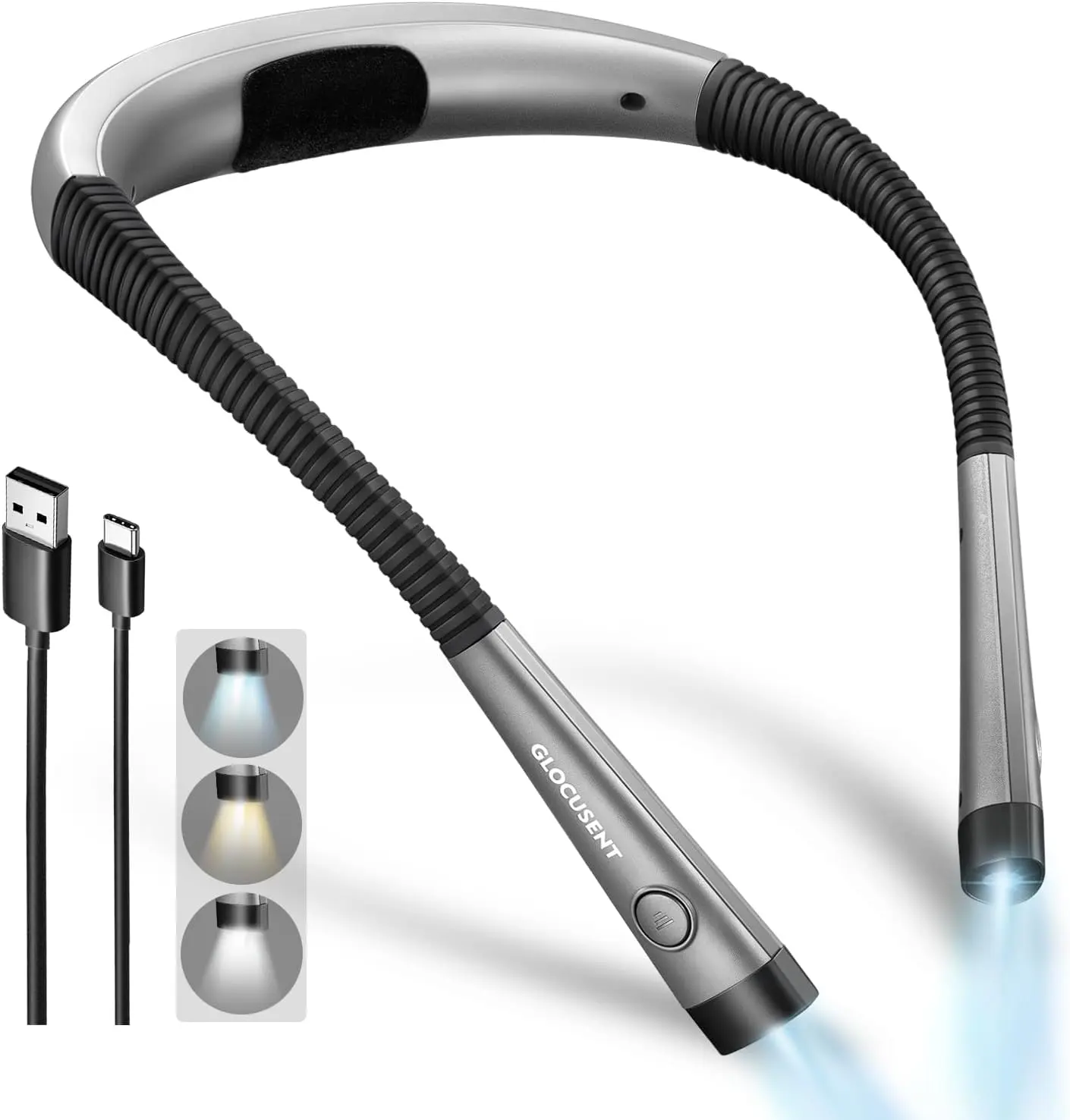 Glocunt B Light, 3-Color & 6-Brightness Rding Light, Bendable Neck Light, 80-hr Lasting Rechargble B Light, Perfect Rding Lights for Bs in Bed, Knitting, Repairing, B Lovers Gifts