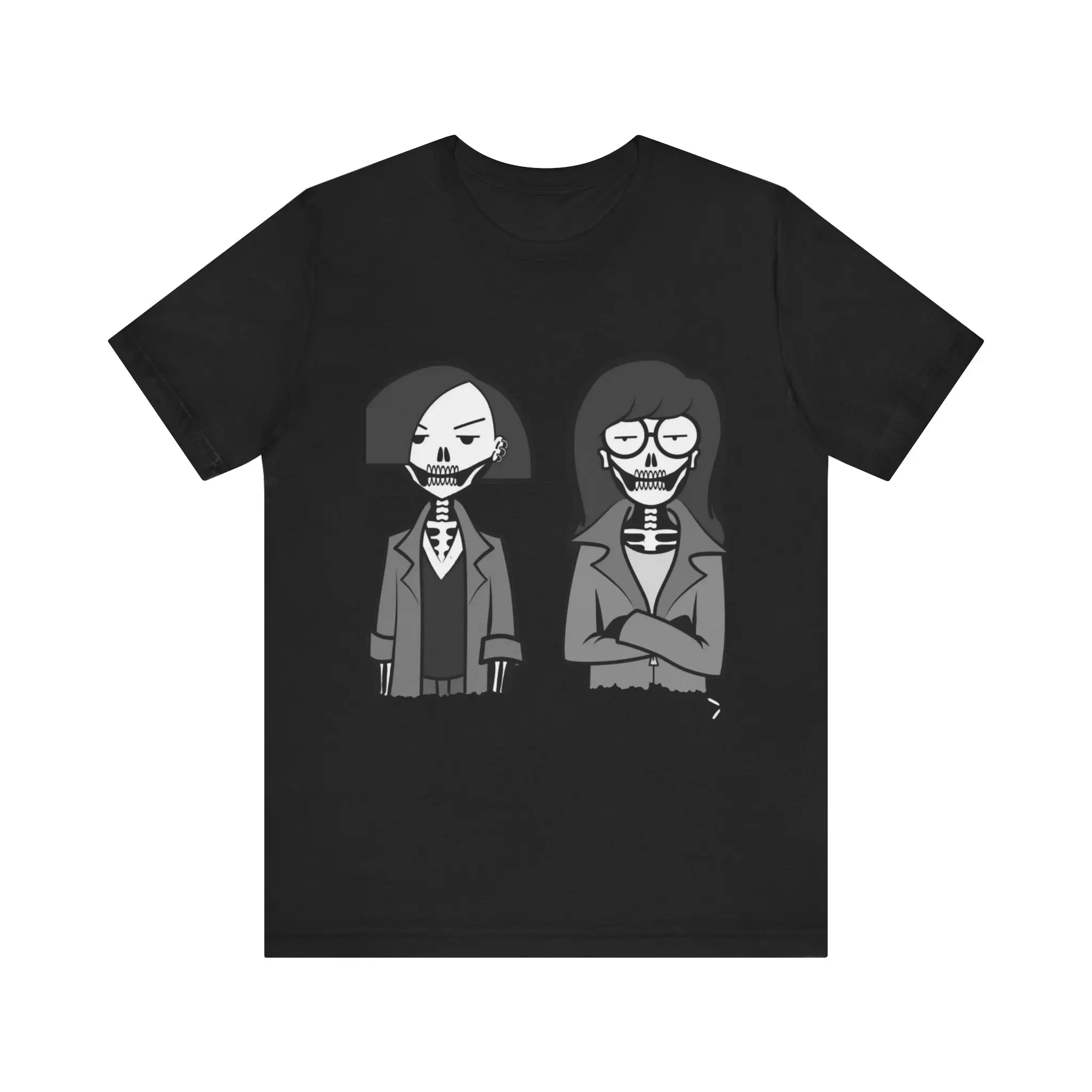 Gothic Skeleton Daria and Jane Tee - Unisex Casual T-Shirt for Alternative Fashion Lovers