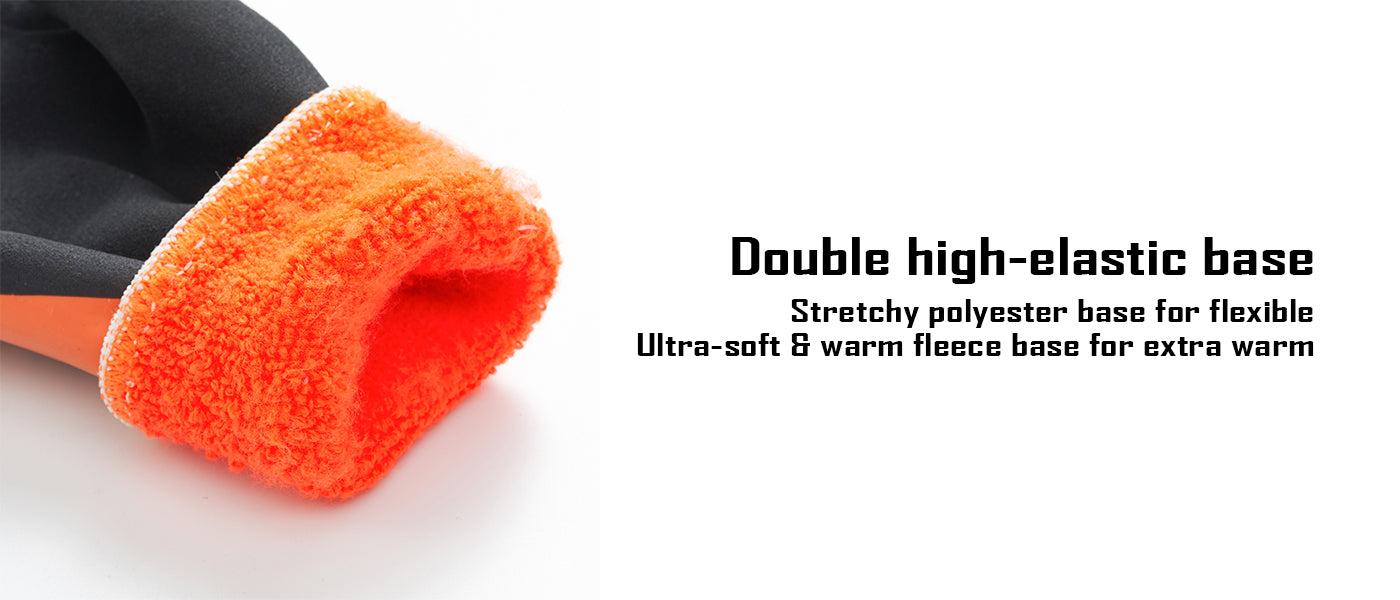 COOLJOB Waterproof Winter Freezer Gloves, Double Coated Rubber Safety Work Gloves(Orange)
