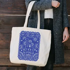 Canvas Tote bag "LA" Papel Picado tribute to the Vibrant Spirit Dodgers Fans.