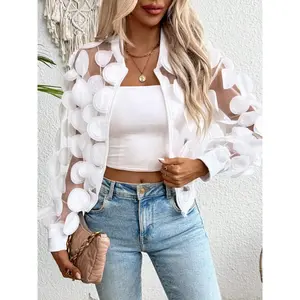 Women’s slim-fit jacket with appliqué details, no vest included; fashionable stand-up collar off-shoulder jacket; women’s spring and autumn outfit GARMENTARY