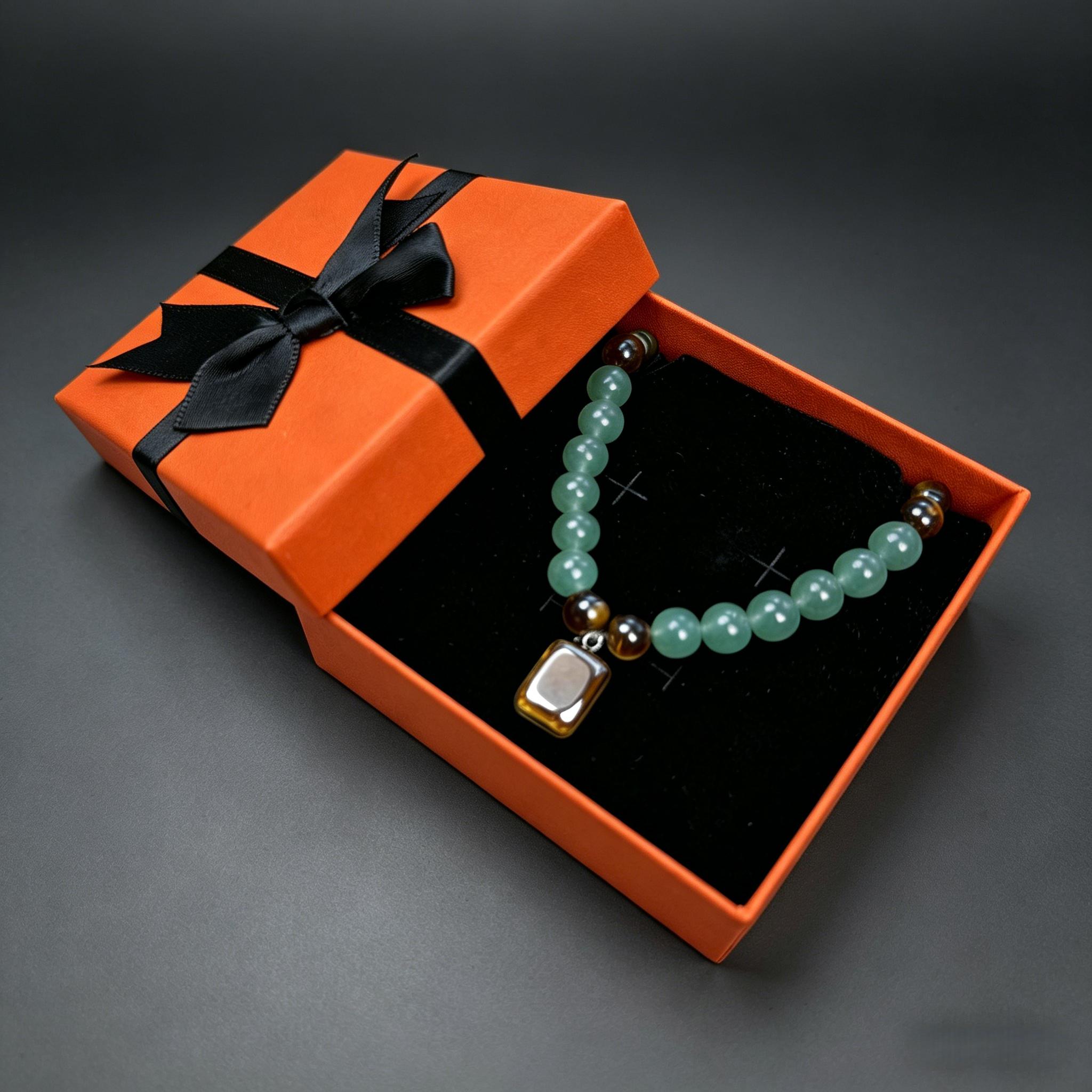 Money Attraction Necklace Set with Green Aventurine & Tiger Eye Pendant Healing Crystal Stone ,Matching Bracelet Wealth Abundance Crystal Jewelry Gift for Men Women